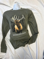 036 Long Sleeve T - Green Elk